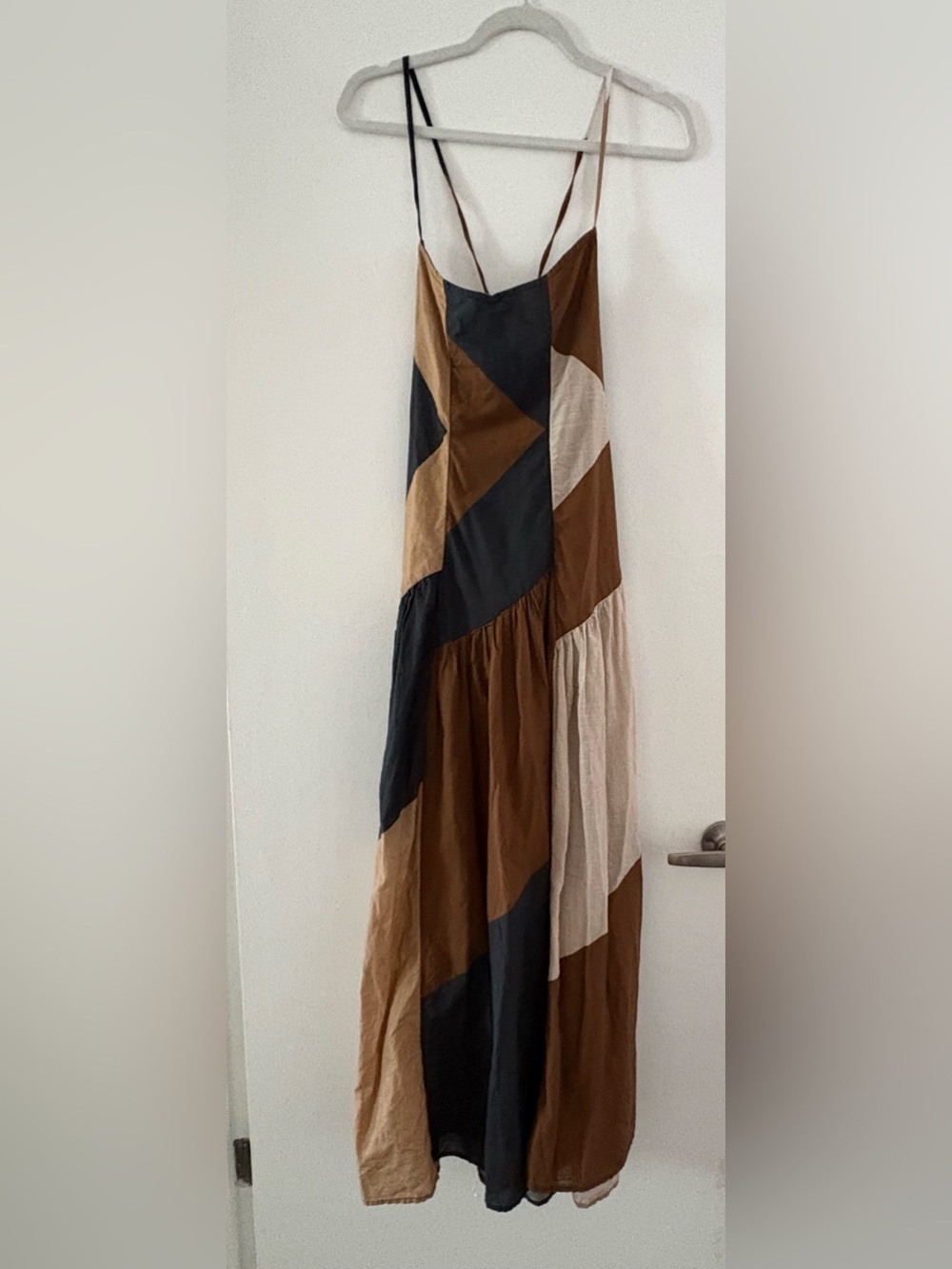 CELANDINE Women's Colorblock Maxi Dress - Brown/Black/Cream